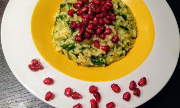 Risotto agli spinaci e melograno